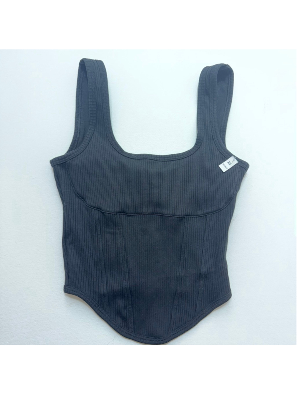 Women's PINK Black Ribbed Corset Tank Top XS
